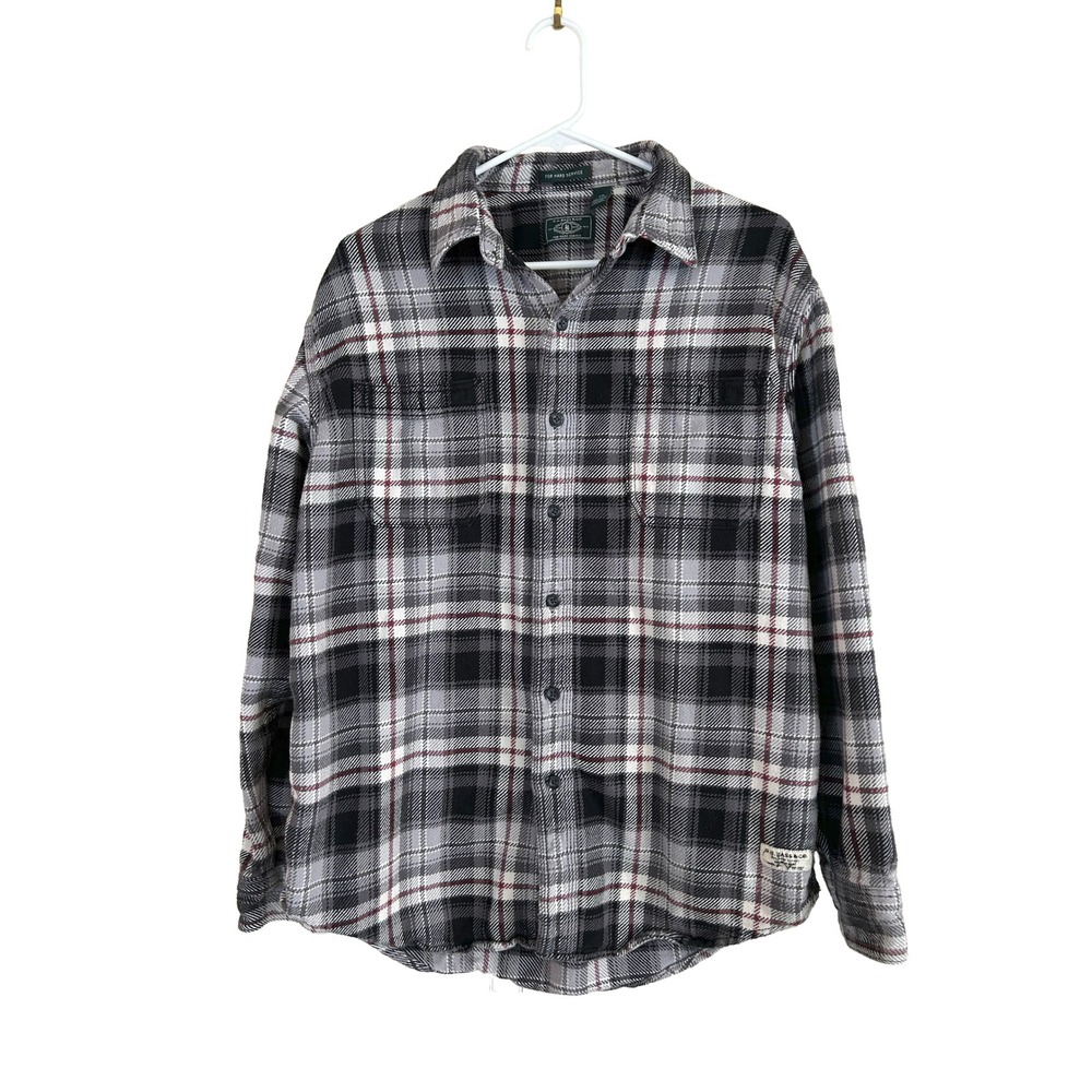 GH Bass Heavy Flannel Work Shirt Pockets Plaid L Large Utility Gorpcore Classic - Picture 1 of 6